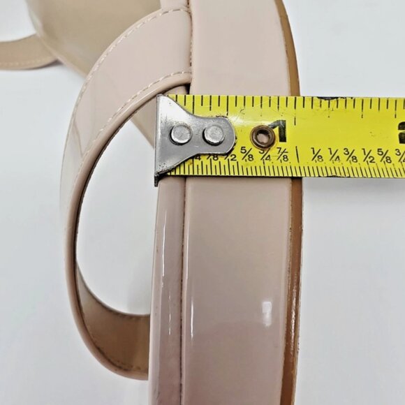 Beige Nude Patent Platform Open Toe Block Heel Sandal Womens 8.5 Baddie Chunky - Picture 11 of 11